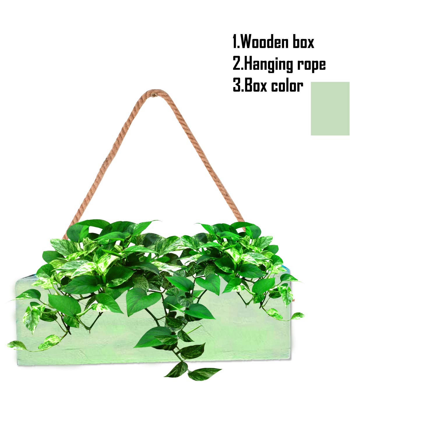 LIVEONCE Hanging Wood Planter - Green -2