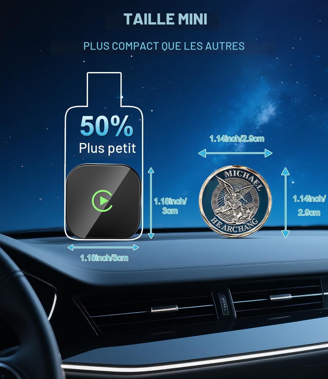 2026 Adaptateur CarPlay sans Fil pour Apple, Mise à Niveau Filaire vers sans Fil, USB-C/Type-C, Plug and Play, Connexion Stable sans délai, CarPlay pour iPhone, avec mises à Jour OTA