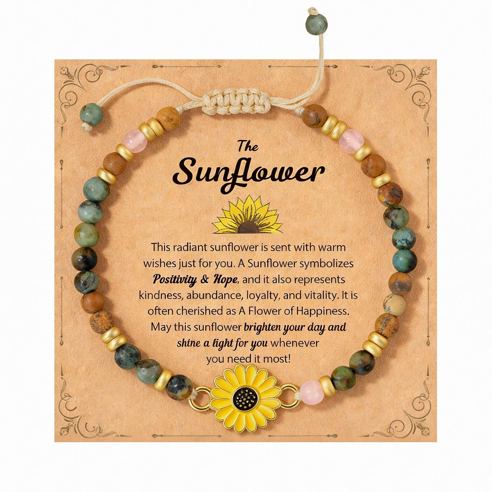 Sunflower Charm Bracelet Collection Card Bracelet Sunshine Inspirational Symbol of Positivity Perfect Jewelry Gift for Your Daughter/Granddaughter/Niece-image-11