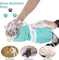 Vista 3 de Bolsa de Baño para Gatos - Red de Lavado Ajustable para Gatos, Antimordida y Antiarañazos, Bolsa de Retención para Ducha de Gatos, Malla