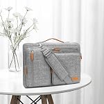 MOSISO 360 Sac à bandoulière pour ordinateur portable de protection, 15-15.6 pouces MacBook Pro 16 de pouce, HP, Dell, Lenovo, Asus Notebook, Side Open Messenger Bag avec 4 Poches à fermeture éclair, gris