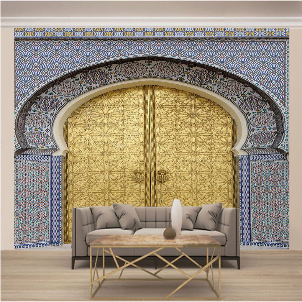 Papier peint panoramique 3D marocain : transformez votre salon en oasis de détente