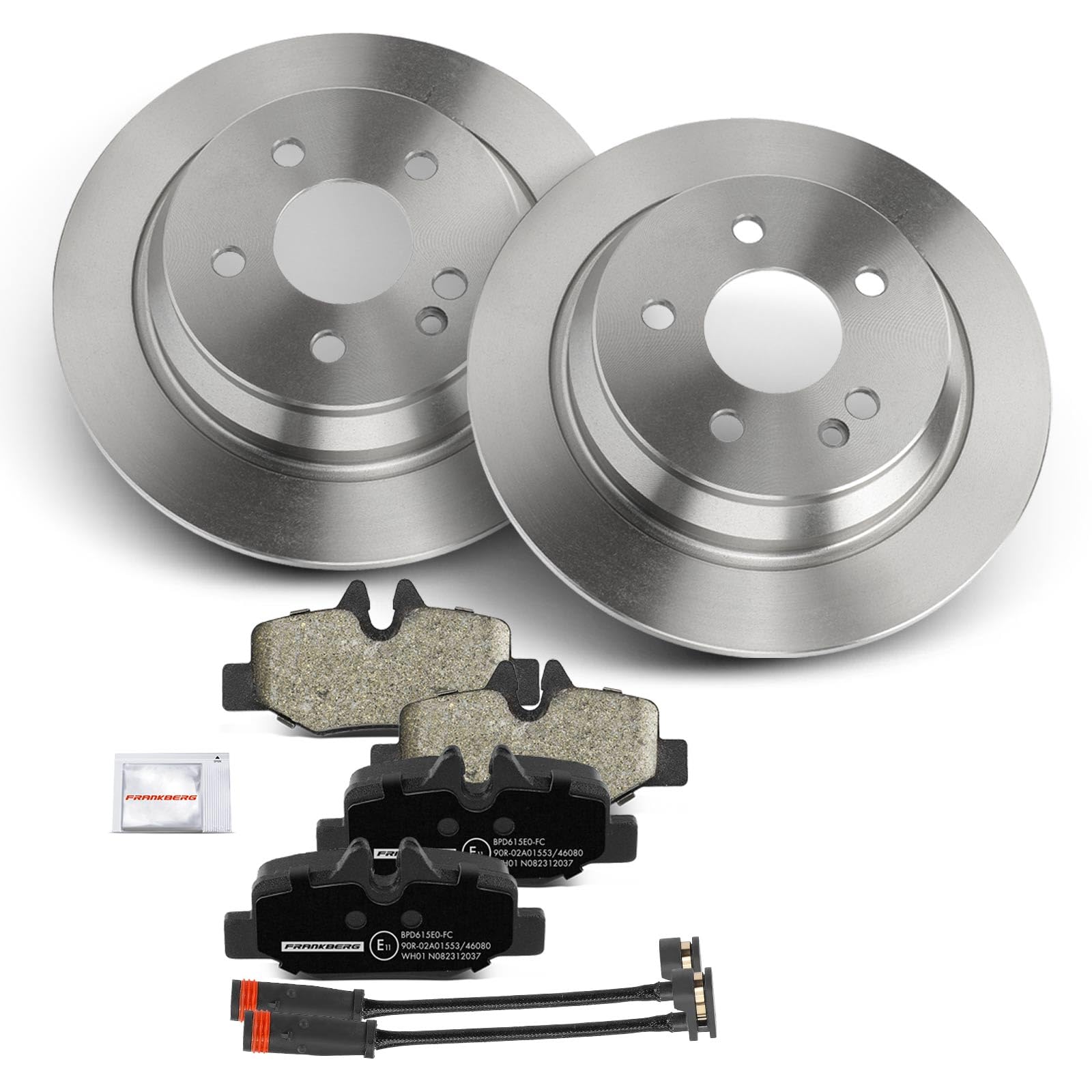 Frankberg Juego de frenos con 2 discos de freno y 4 pastillas de freno traseras, compatible con Vito Bus W639 Vito/Mixto Kasten W639 Viano W639 Replace# A0064204420