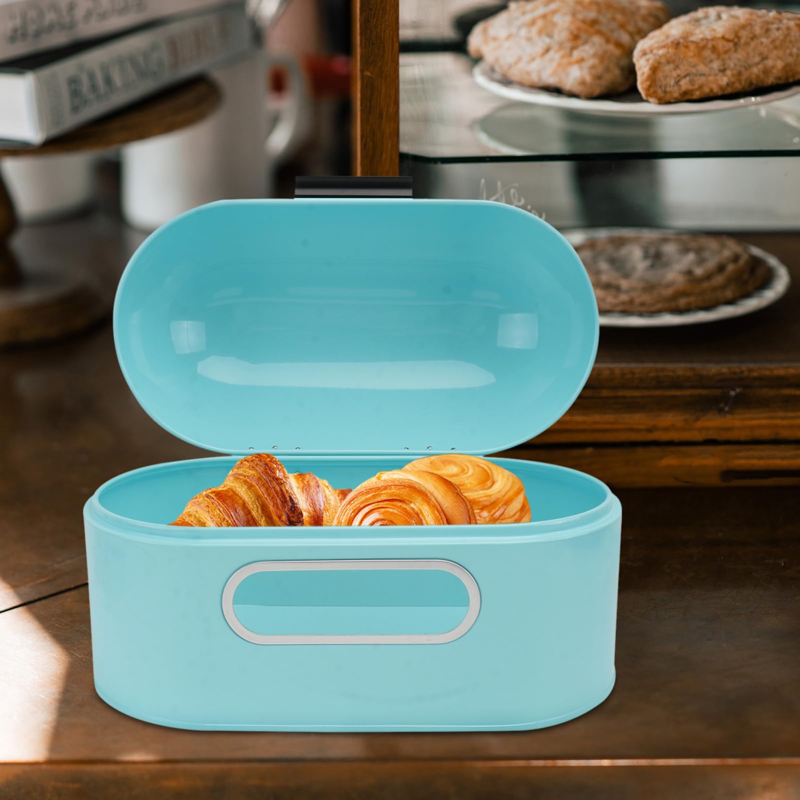 Cabilock Caja De Pan De Metal Para Cocina Contenedor Doméstico Visible De Alimentos De Metal Para Almacenar Pan En El Hogar Cocina