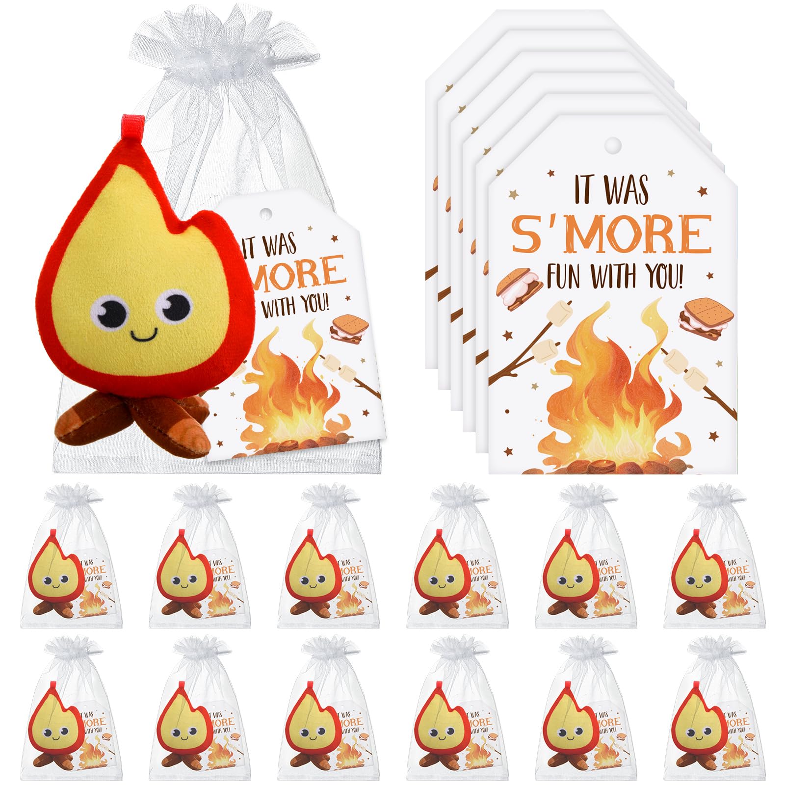 Silipull 12 Pcs Campfire Plush Gifts 4.4" Plush Mini Campfire Stuffed for Adults Camping Gifts Family Reunions Holiday Events