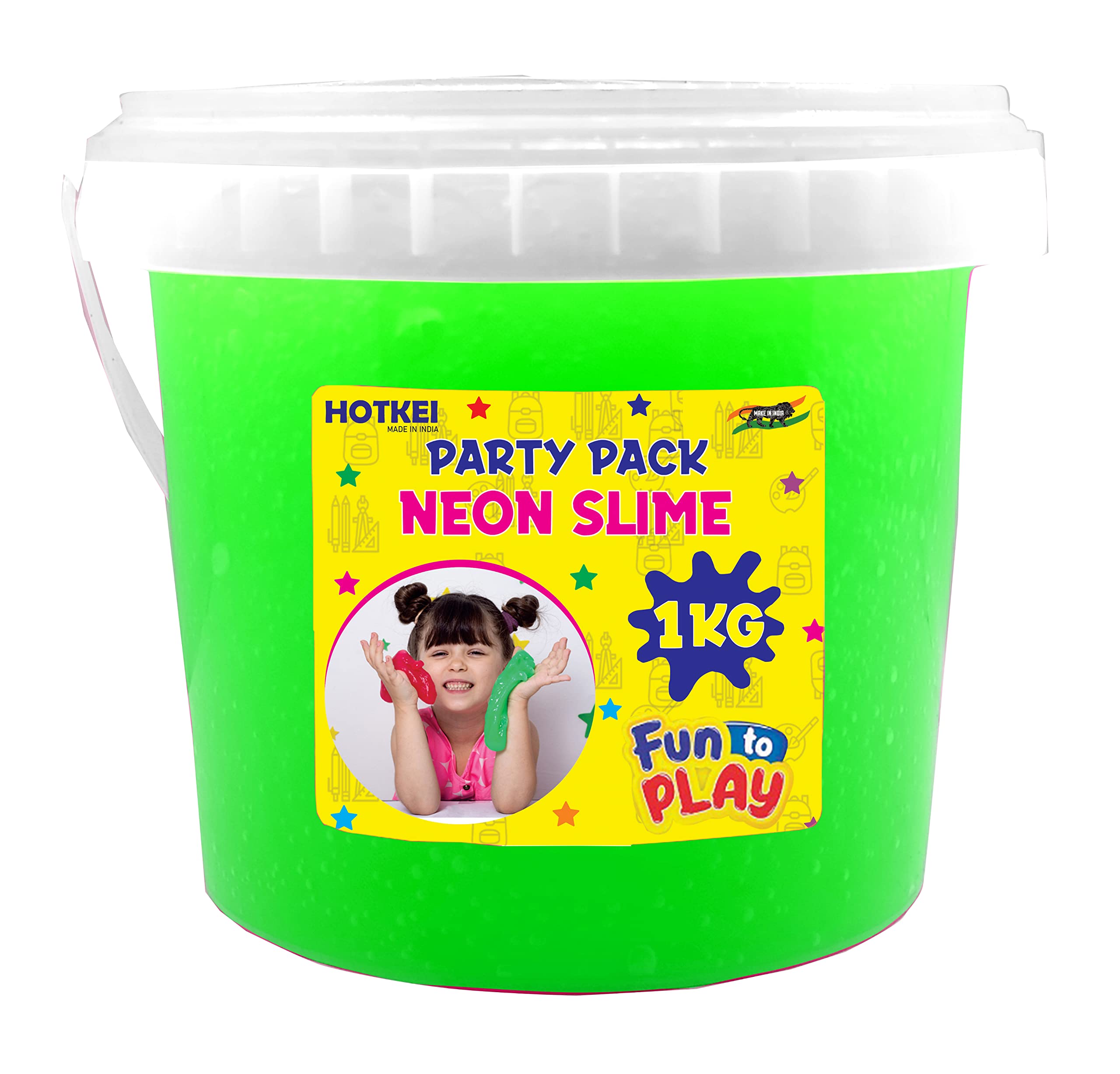 HOTKEIHOTKEI 1 Kg Neon Green Fruit Scented Big Slimy Gel Jelly Putty Toy Slime Bucket Kit Set for Girls Boys Kids