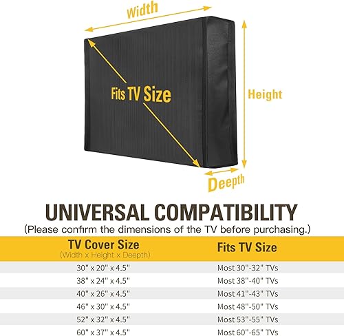 Vista 2 de Funda de TV al aire libre Mounting Dream para TV de 48" a 50" con cubierta inferior completa, protector de pantalla impermeable y resistente a