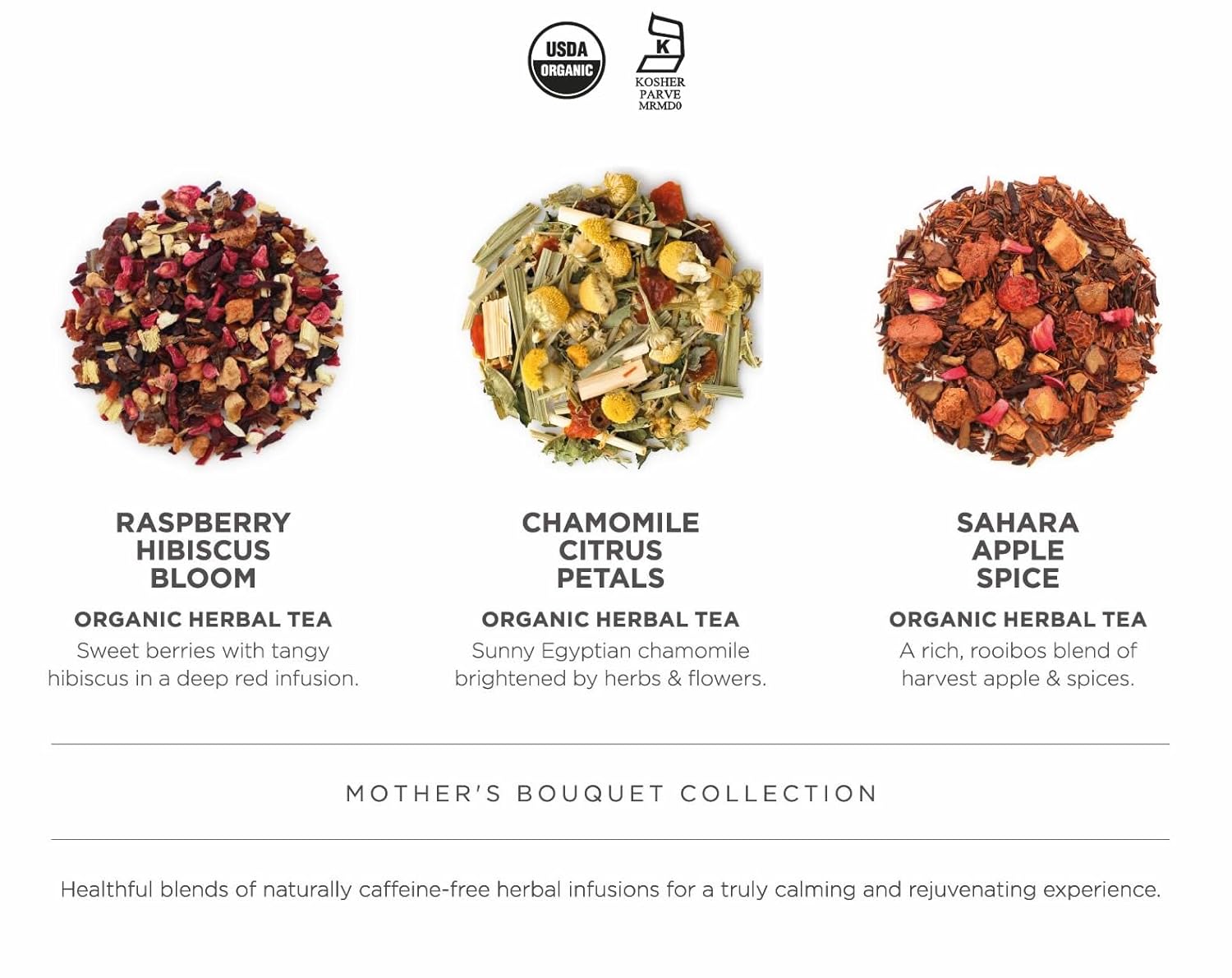 Teabloom Mother’s Bouquet Gourmet Tea Gift – Herbal Assortment with 12 Organic Plant-Based Pyramid Sachets, Caffeine-Free & Kosher, Elegant Presentation Box for Tea Lovers - Image 3