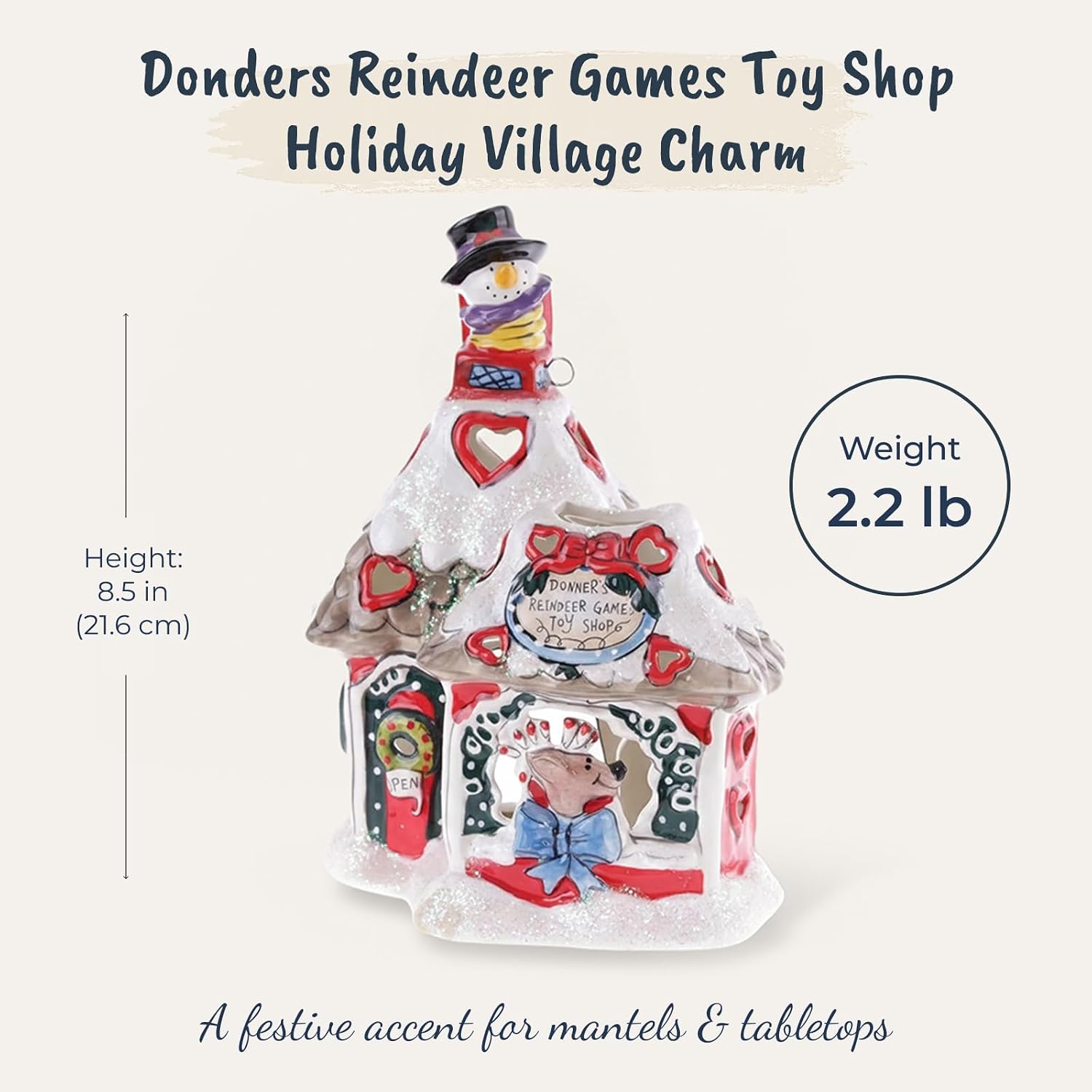 Blue Sky Clayworks 216415 Donders Reindeer Games Toy Shop Tealight Holder, 8.5-inch Height image 3