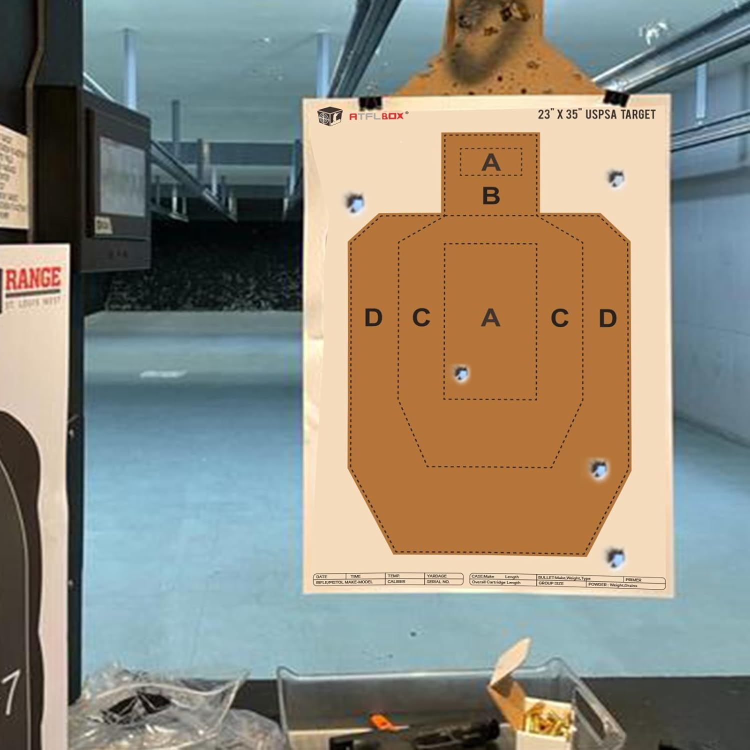 Atflbox 23" x 35" IPSC/USPSA Practice Paper Shooting Targets, Competition Torso Target, Paper Silhouette Shooting Target, Suitable for Pistol, Rifle, Handgun, Shotgun Shooting Range Training