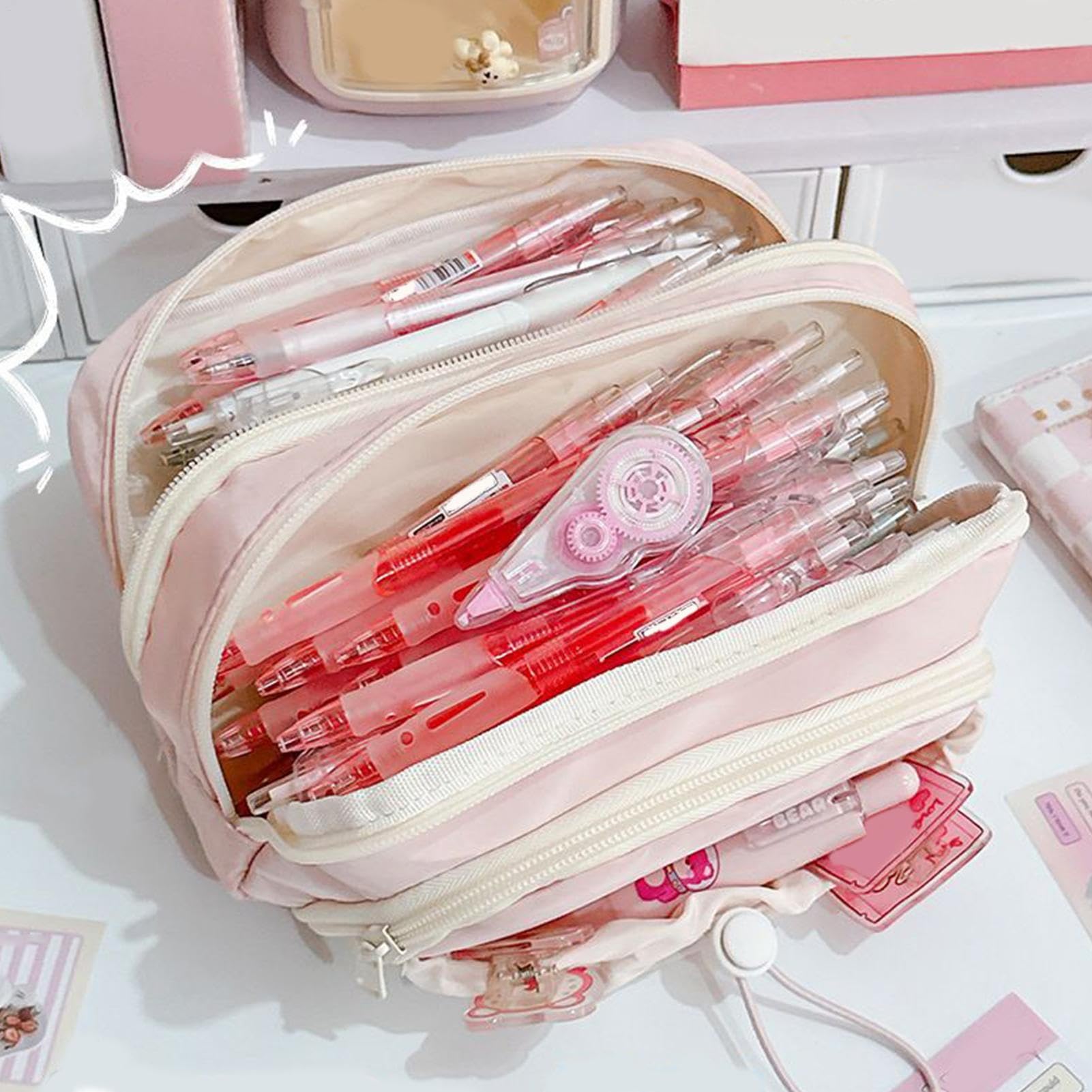 Materiale Scolastico Portapenne Estetico con Disegno a Cane e Grande | Kit Scolastico Per Creatività, Trucchi, Pastelli, Ufficio, Viaggi, Studenti, Ragazzi e Ragazze