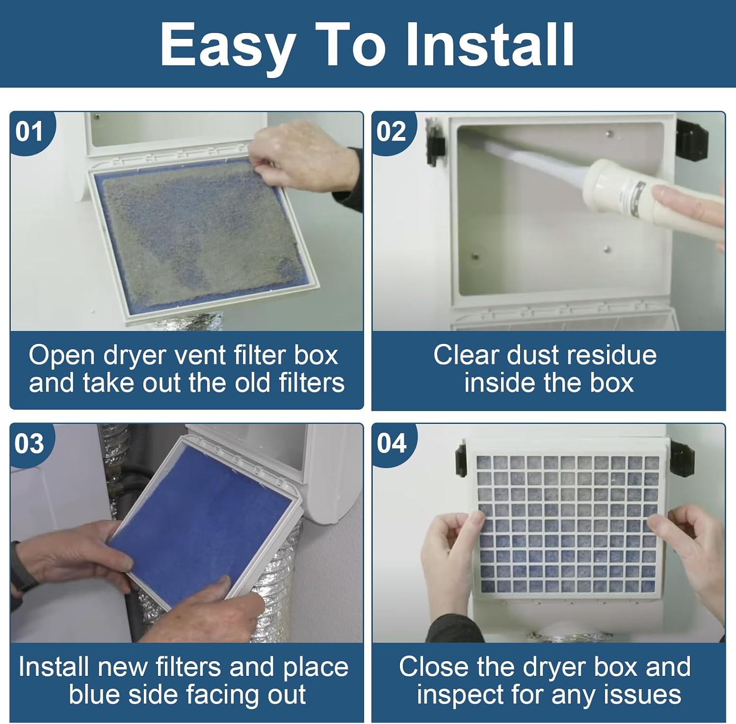 Dryer Filter Replacement for Better Vent Indoor Dryer Vent,Polyester Dryer Lint Filter,Universal Lint Trap Pad,12 Pack