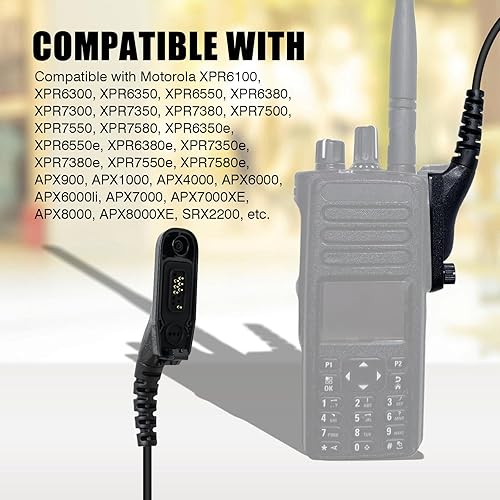 Miniatura 2 de WODASEN APX 6000 Walkie Talkie remoto altavoz de mano Mic Jamón Radio Hombro Micrófono con 0.138 in Audio Jack para Motorola APX 900 4000 7000 8000