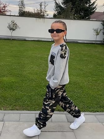 LOLANTA Boys Casual Fall Outfit 2 Piece Sweatshirt Sweatpants Clothing Set