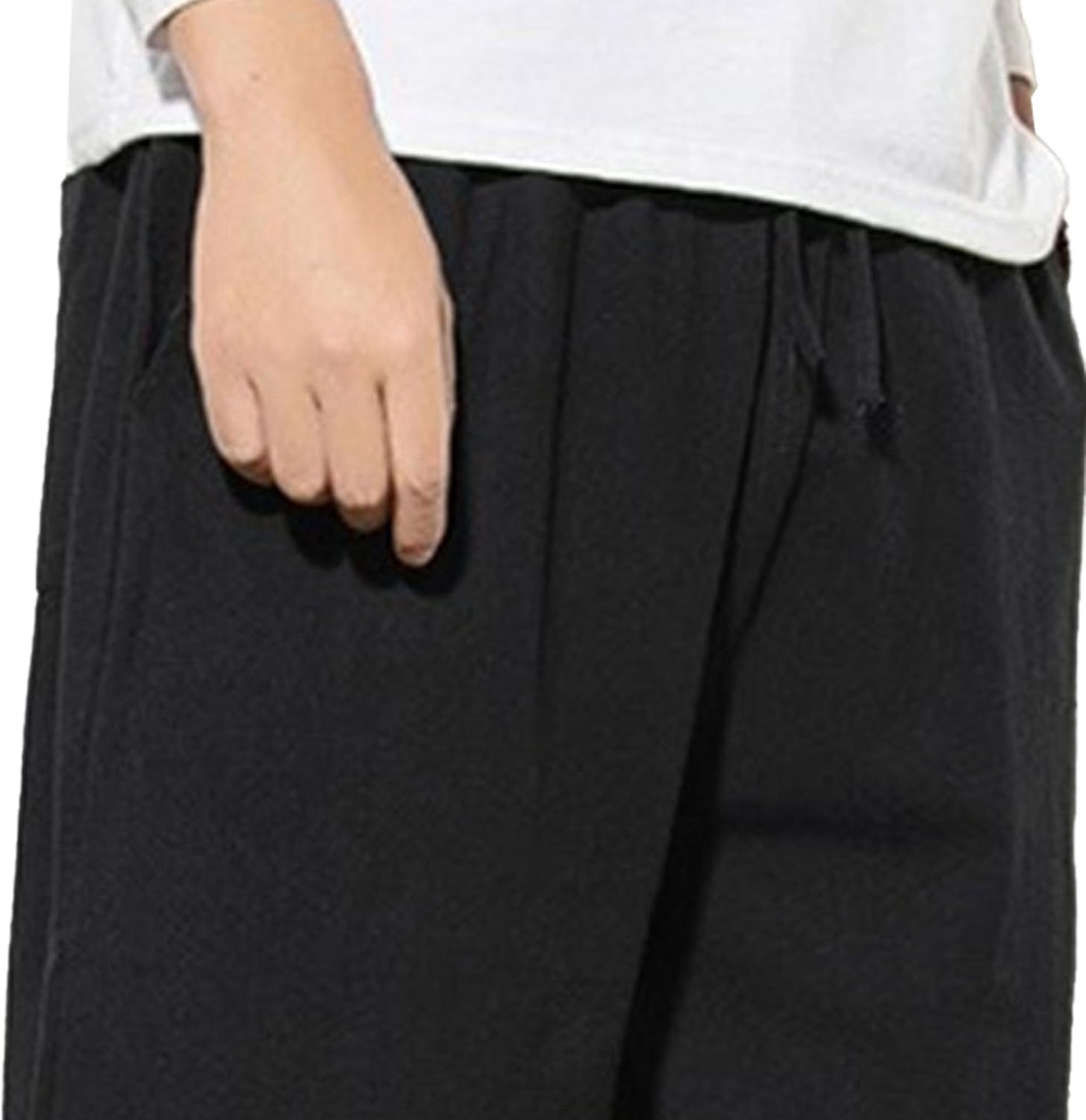 Men's Elastic Waist Solid Outdoor Pants Loose Fit Cotton Linen Breathable Pants Casual Comfort Joggers Trousers