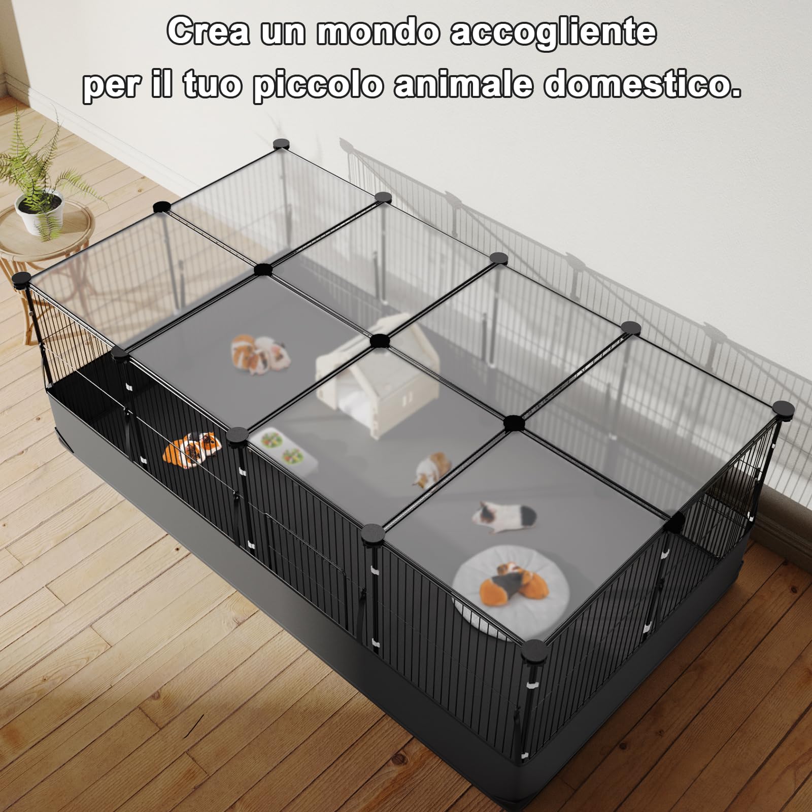 Gabbia per Conigli Aystkniet, 122 cm x 60 cm x 40 cm Recinto per Porcellini D’India con Copertura Superiore e Fondo Impermeabile, Spazio per Piccoli Animali Come Criceti, Tartarughe, Ricci