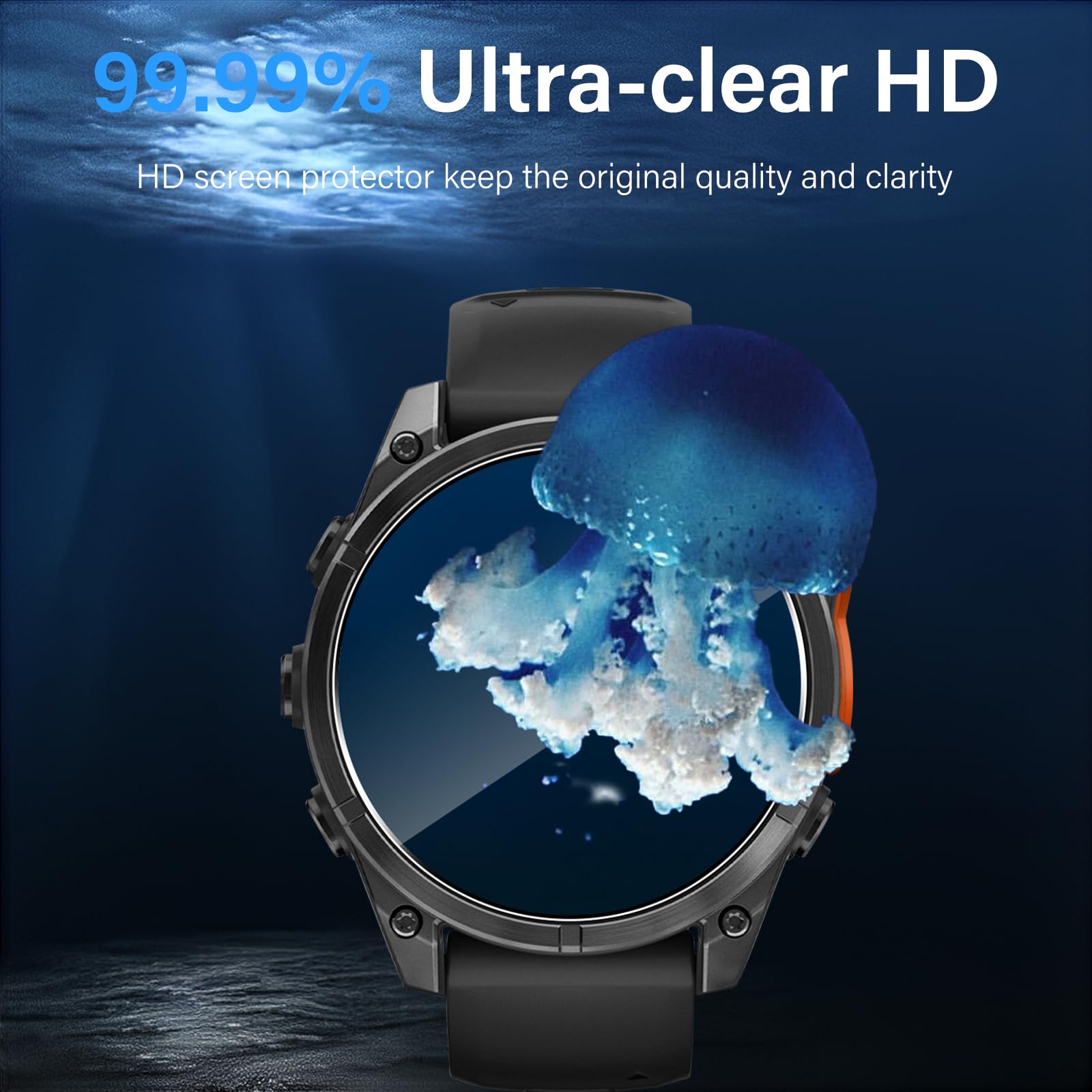 Heioloo 3 Stück Schutzfolie für Garmin fenix 8 Pro 51mm Panzerglas, HD Displayschutzfolie 9H Härte Anti-Kratzen Schutzglas Folie, Bläschenfrei, Wasserdicht, Anti-Öl