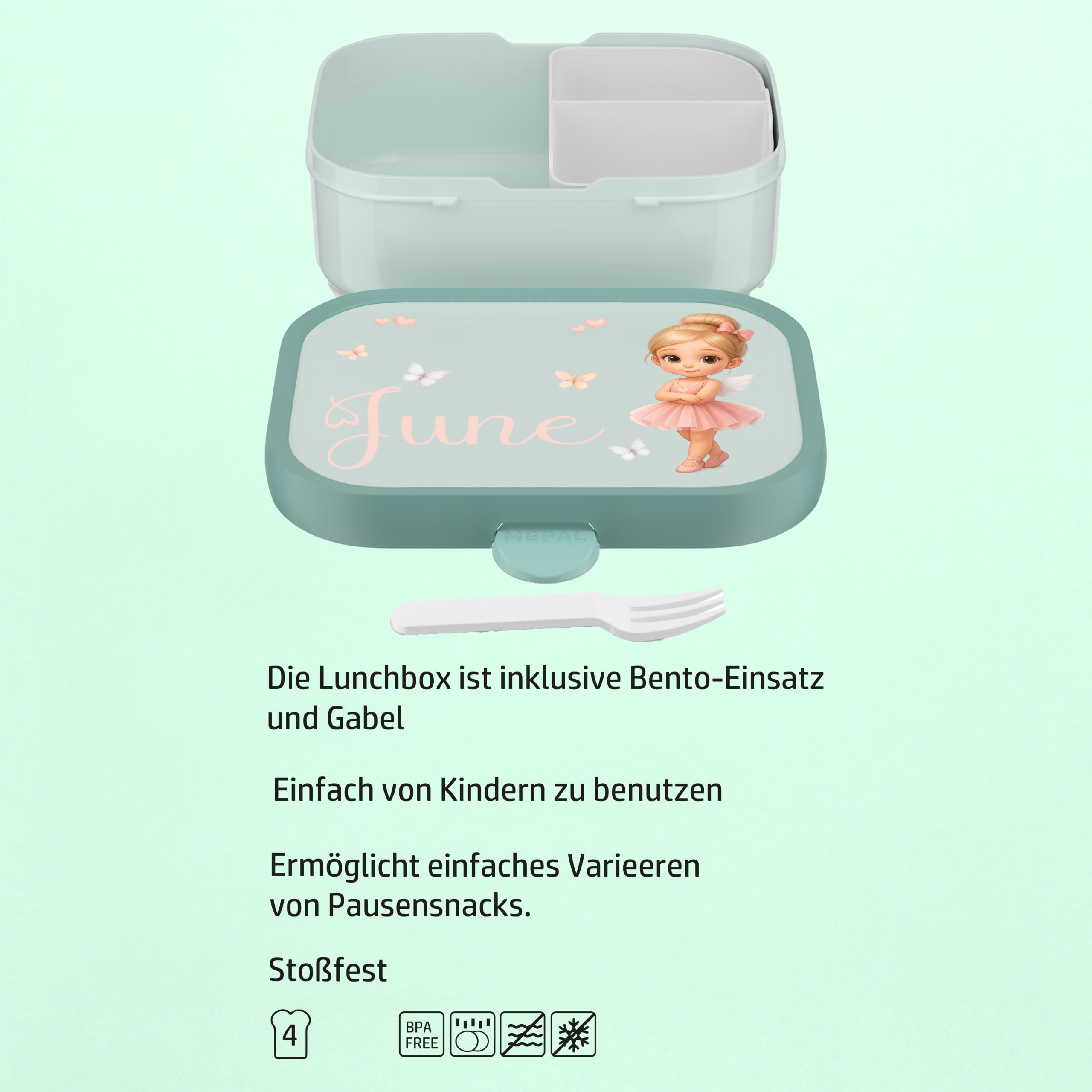 Mepal Personalisierte Brotdose Trinkflasche | Tanzen Ballerina Engel Motiv