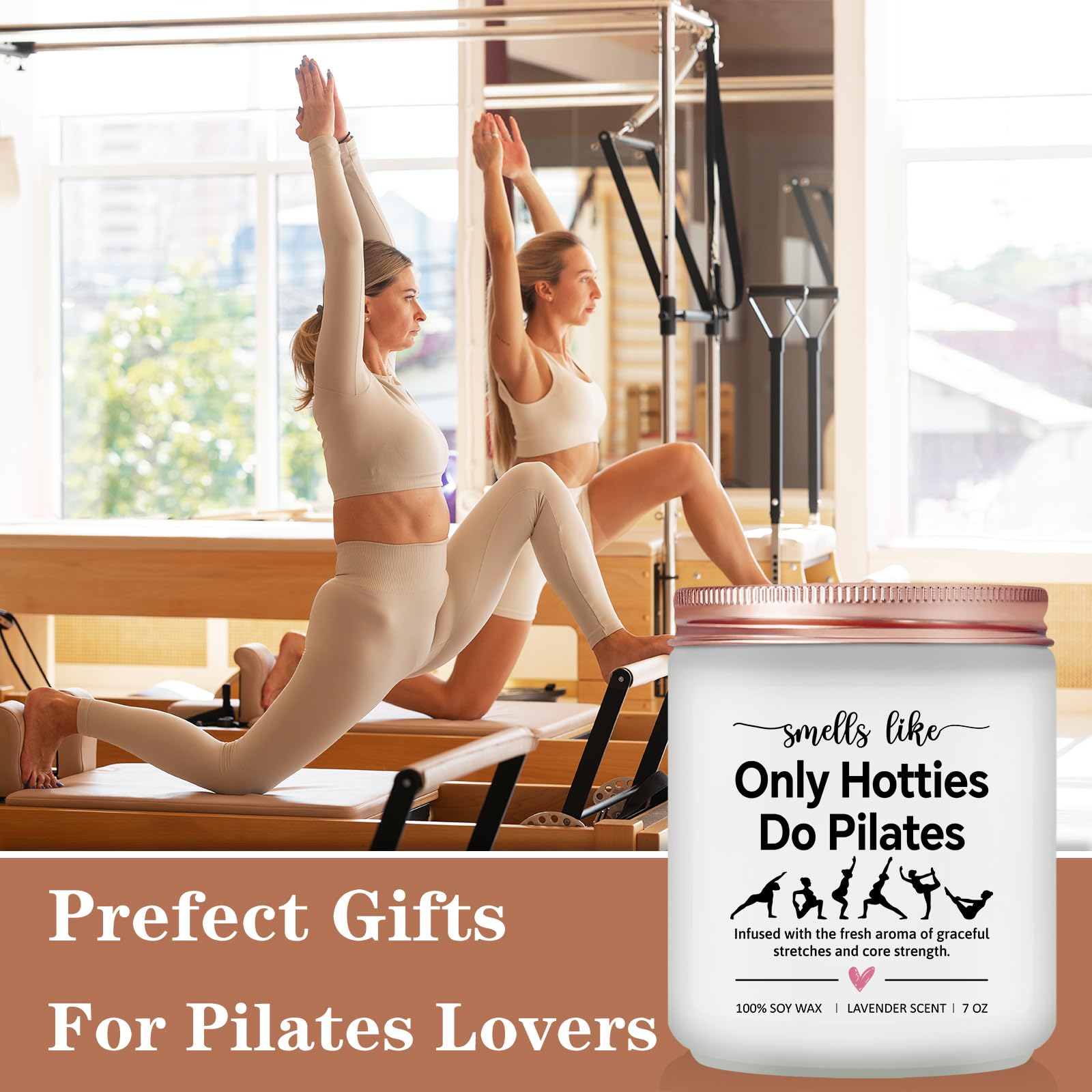 Pilates Gifts for Women - Pilates Gifts for Lovers, Instructors, Teacher - Reformer Studio Decor & Accessories - Lavender Scented Candle