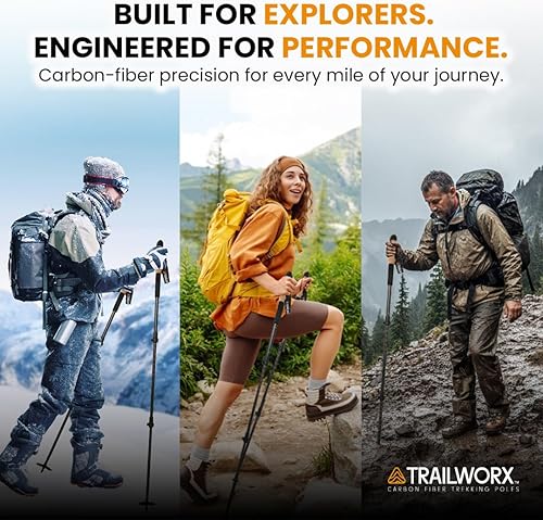 Miniatura 9 de Bastones de senderismo plegables de fibra de carbono 3K, bastones de senderismo ajustables para senderismo, bastones con mango de corcho, agarre de