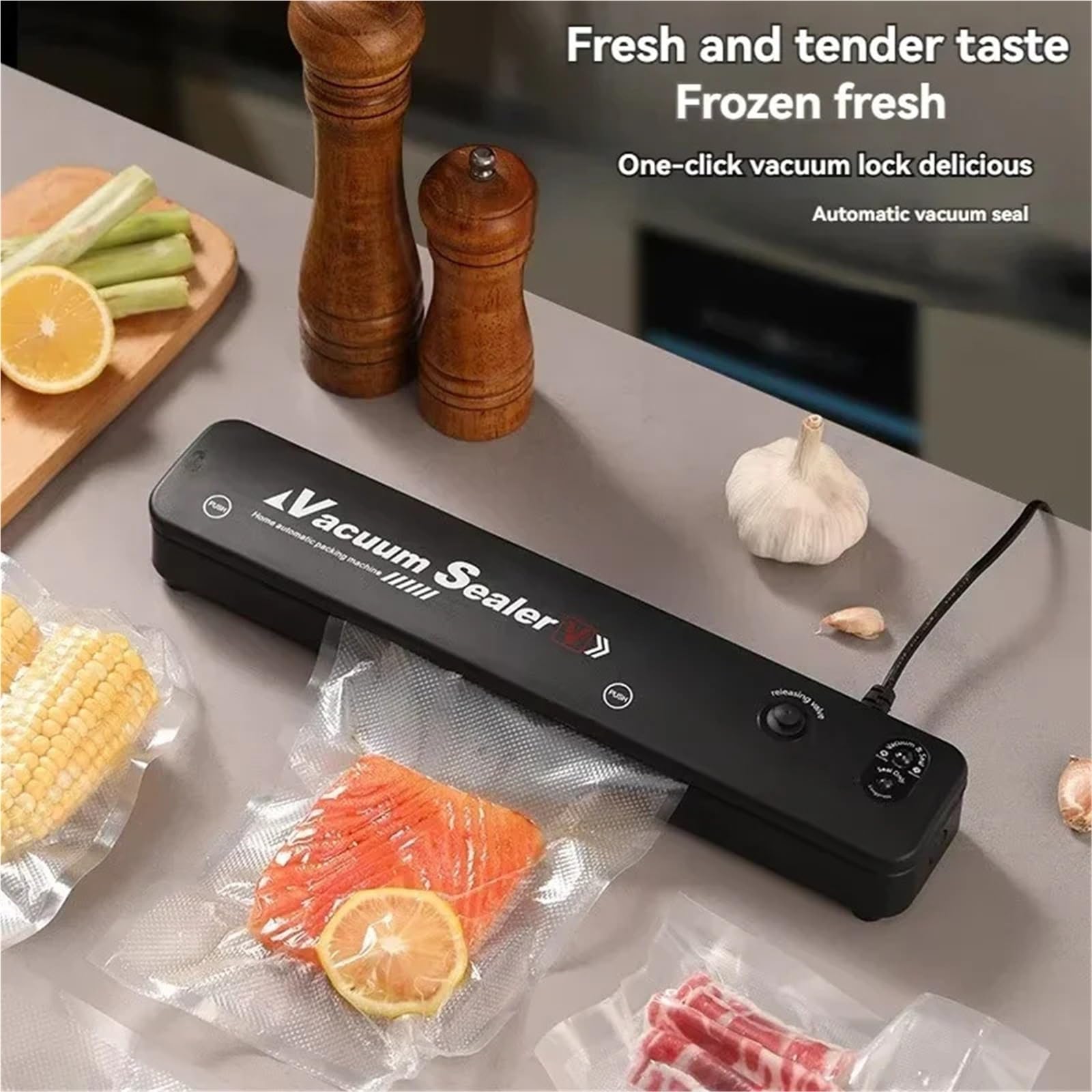 Selladora al vacío, Máquina Envasadora Automática De Ayuda Cocina Al Vacío Portátil Para Sellado Alimentos,para conservar carne