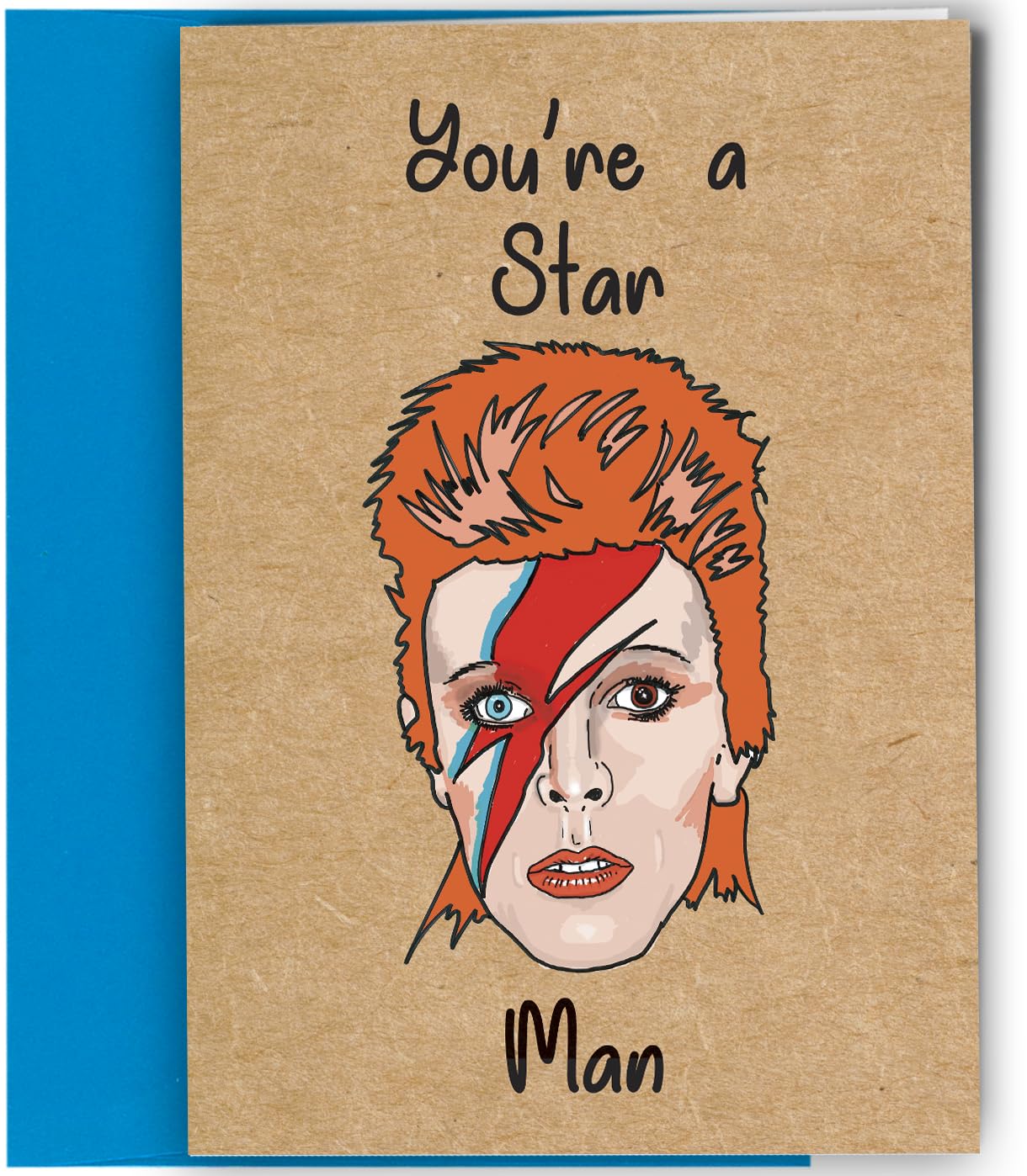 Funny Birthday Card or Fathers Day Card Rude David Bowie Star Man