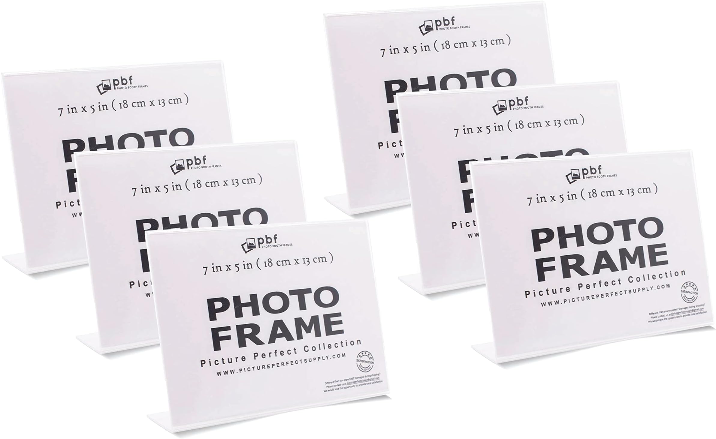 pbf PHOTO BOOTH FRAMES - 7x5 Inch Clear Acrylic Display, Slanted Back 7x5 Horizontal Picture or Display Plastic Sign Holder with Inserts