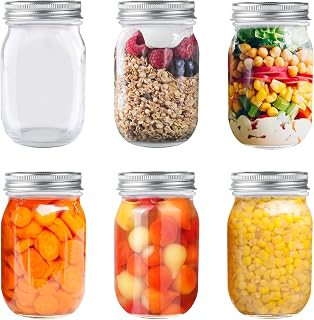 Overnight Sea Cans, 6 Storage Jars with Lids Airtight, Usually Used as Meal Prep Boxes for Homemade Desserts, Yogurt, Pudding, Jam (500 ml)