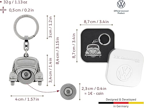 Miniatura 3 de BRISA VW Collection - Llavero Volkswagen Bus T1Beetle con moneda en lata de regalo Escarabajoplata vintage