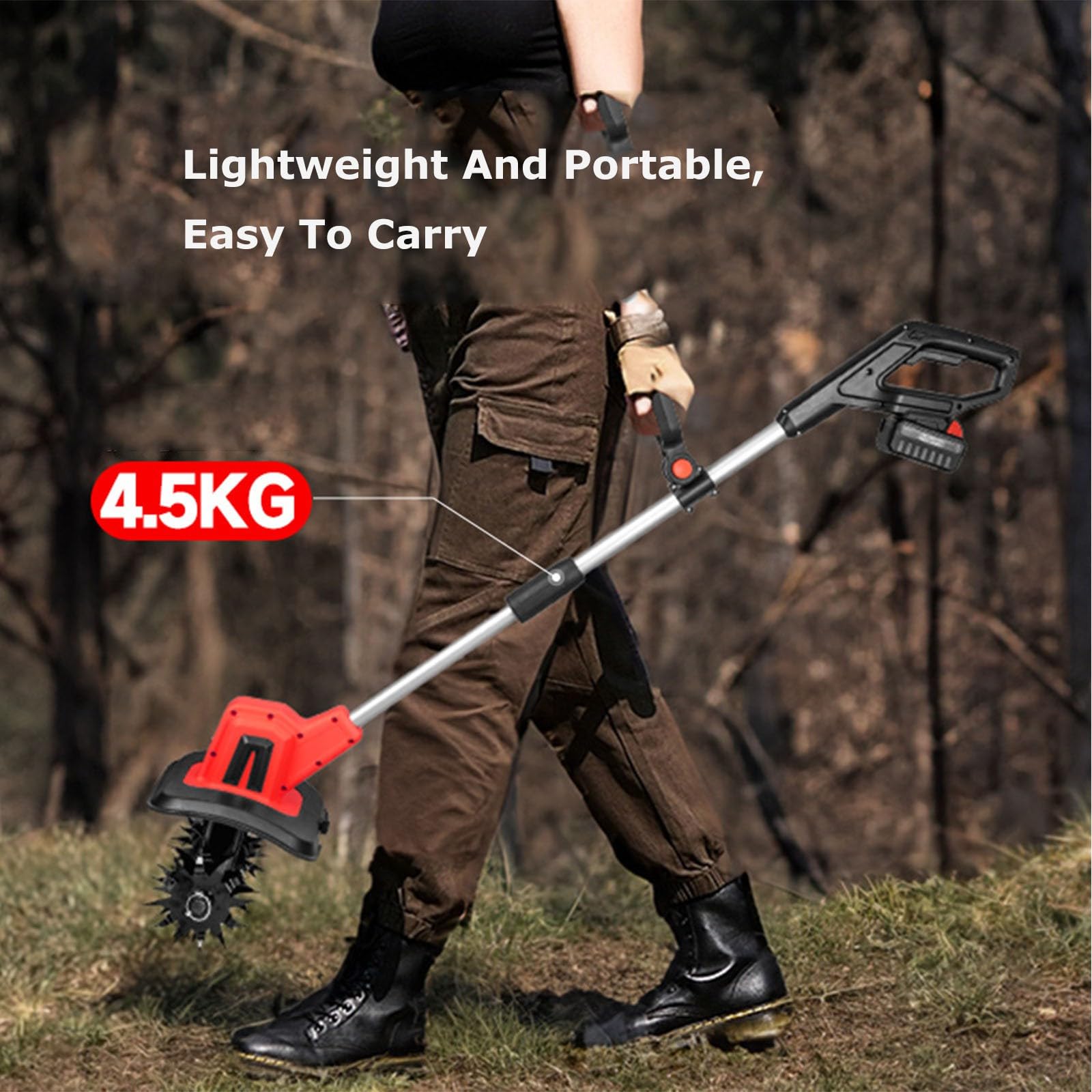 Coltivatore elettrico da 20 V – Coltivatore/Rotacultore da terra da giardino – 4 lame in acciaio, larghezza di lavoro 25 cm, profondità di lavoro 22 cm
