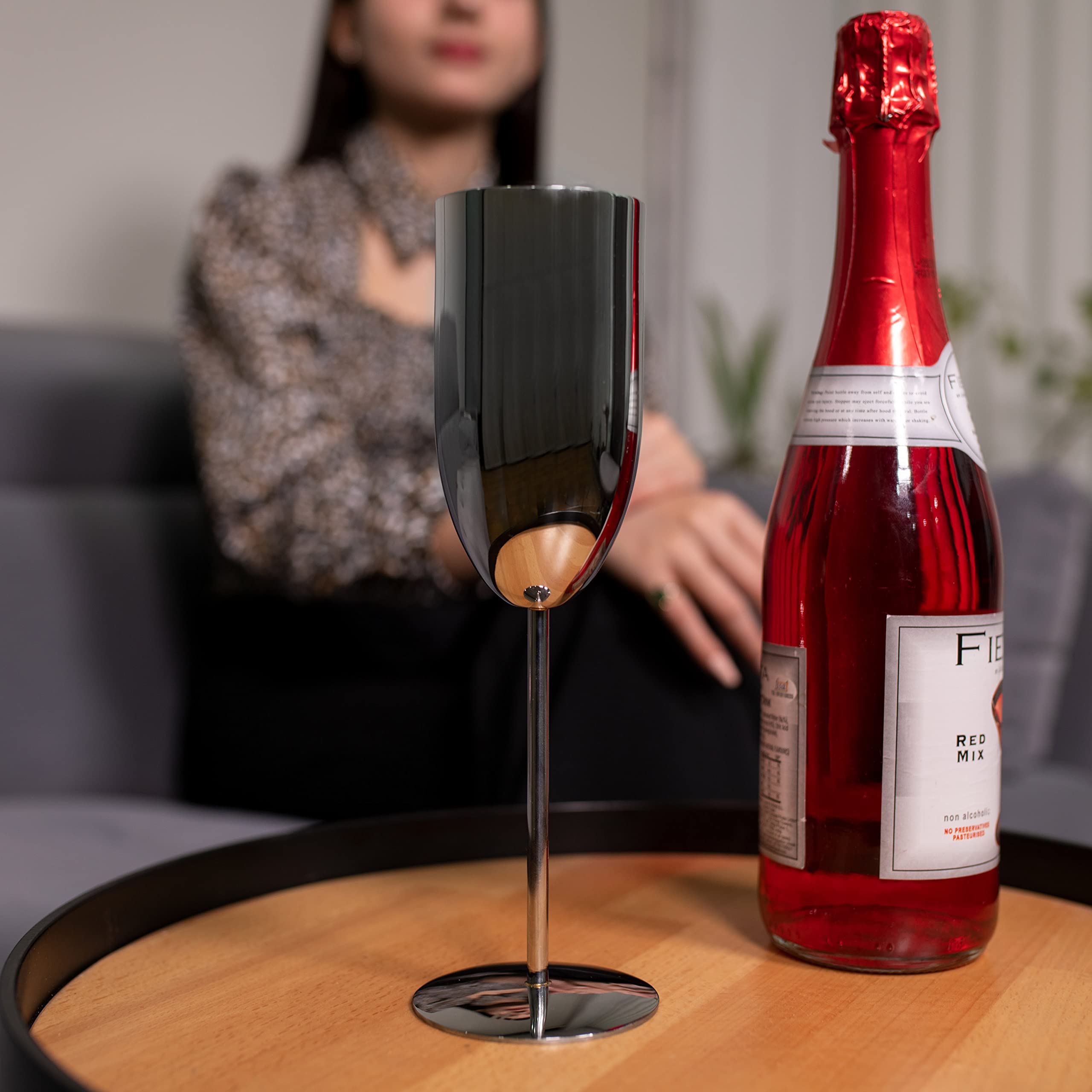 GIBOX Glory Tulip Brass Wine Glass Silver Coated, 200ml Wine Goblet | Champagne Glasses for Party, Home, and Restaurant | Perfect for Juice, Champagne, Red and White Wine (Tulip Pack of 2, 2, Count) 2