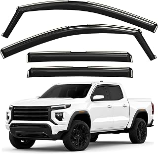 Window Deflectors Smoke Tinted in-Channel Side Window Vent Visor Deflectors Rain Guards Compatible with GMC Canyon 2023-2026 Crew Cab - 4 pcs. GW1017