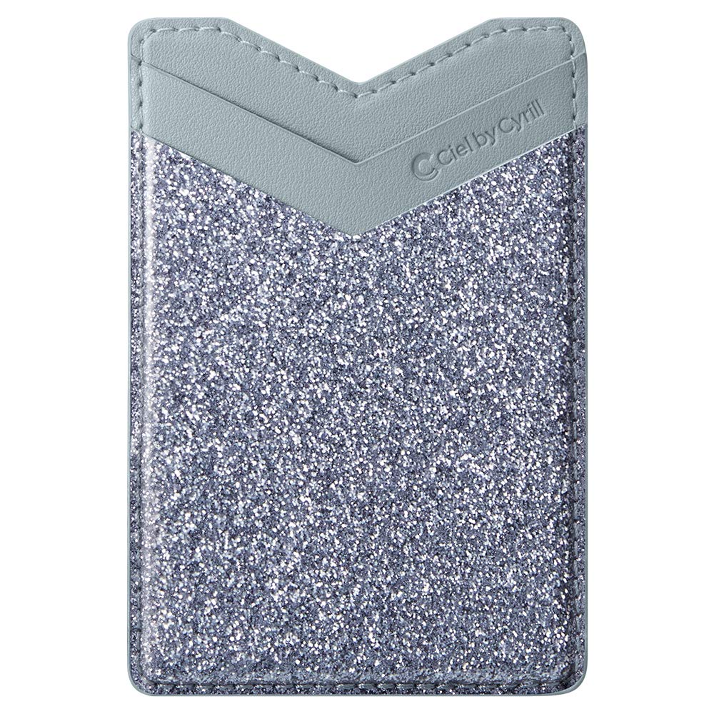 Spigen Cyrill Shine Sticker Card Holder Universal Phone Sticky Wallet - Blue Gray Glitter-image-37