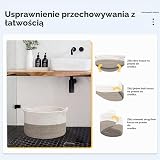 Kosz z Bawełnianej Liny 32L – Tkany na Pranie Φ40 x H25 CM, Pleciony do Przechowywania z Uchwytem, Składany, na Zabawki, Koce (Biały + Brązowy)