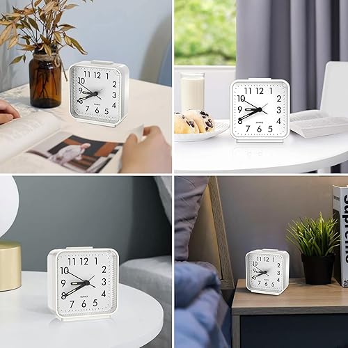 Miniatura 6 de Reloj despertador ruidoso para personas que duermen pesadas, reloj de escritorio de 3 pulgadas para dormitorio, reloj despertador silencioso sin