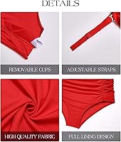 Vista 5 de Yonique Traje de baño de dos piezas para mujer, de talle alto, con control de abdomen