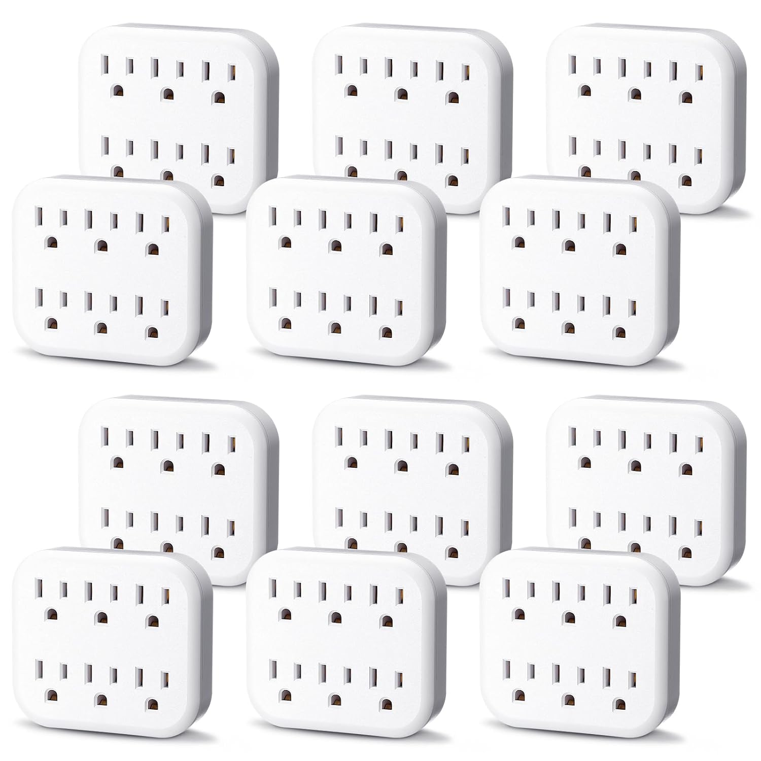 Kanayu 12 Pack 6 Outlet Extender, Multiple Plug Outlet with 3 Prong Electrical Outlet Splitter