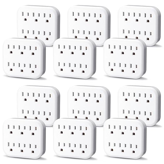 Kanayu 12 Pack 6 Outlet Extender, Multiple Plug Outlet with 3 Prong ...