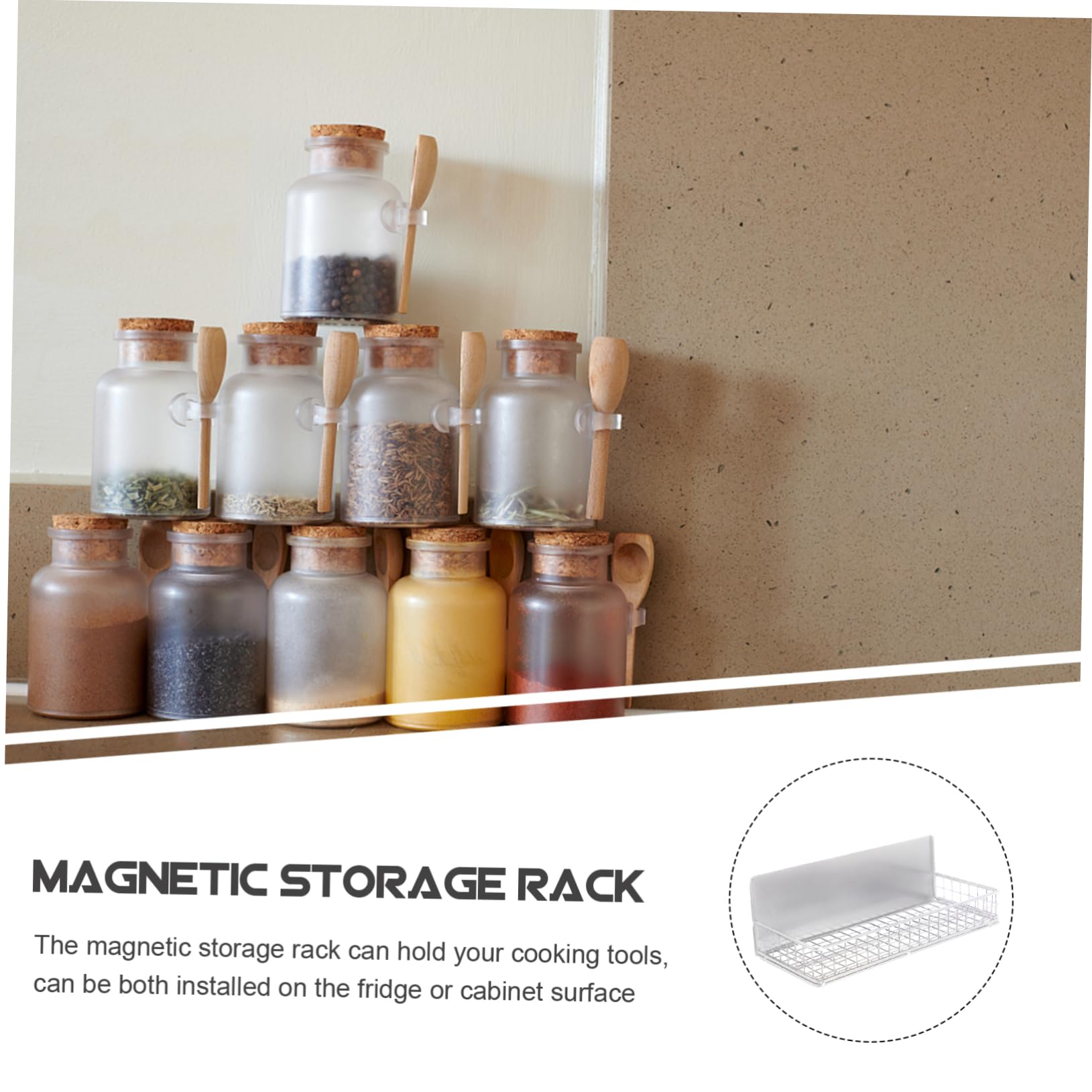 Magnetischer Gewürzhalter für Kühlschrank, Weißes Eisen Ablagefach