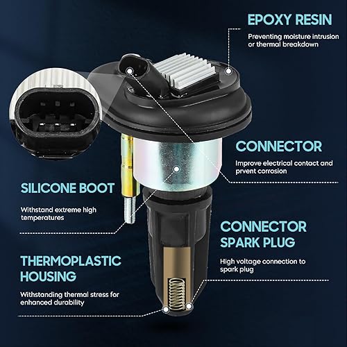 Miniatura 3 de Paquete de 5 bobinas de encendido con 5 bujías de iridio compatibles con GMC Canyon Envoy Chevrolet Colorado Blazer Trailblazer Isuzu i-280 i-290