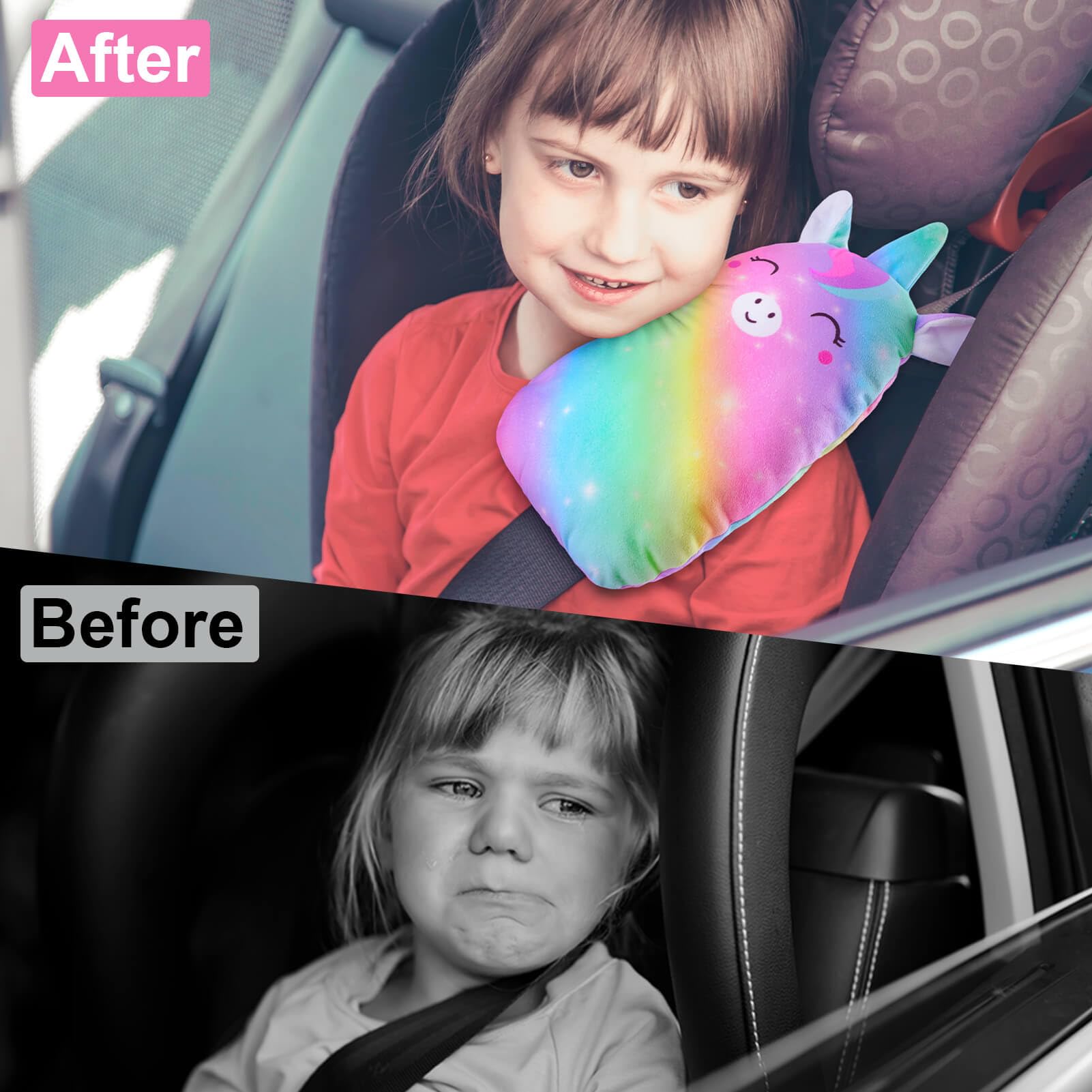 FIODAY Fundas para cinturón de seguridad de coche para niños, almohada de cinturón de seguridad de unicornio