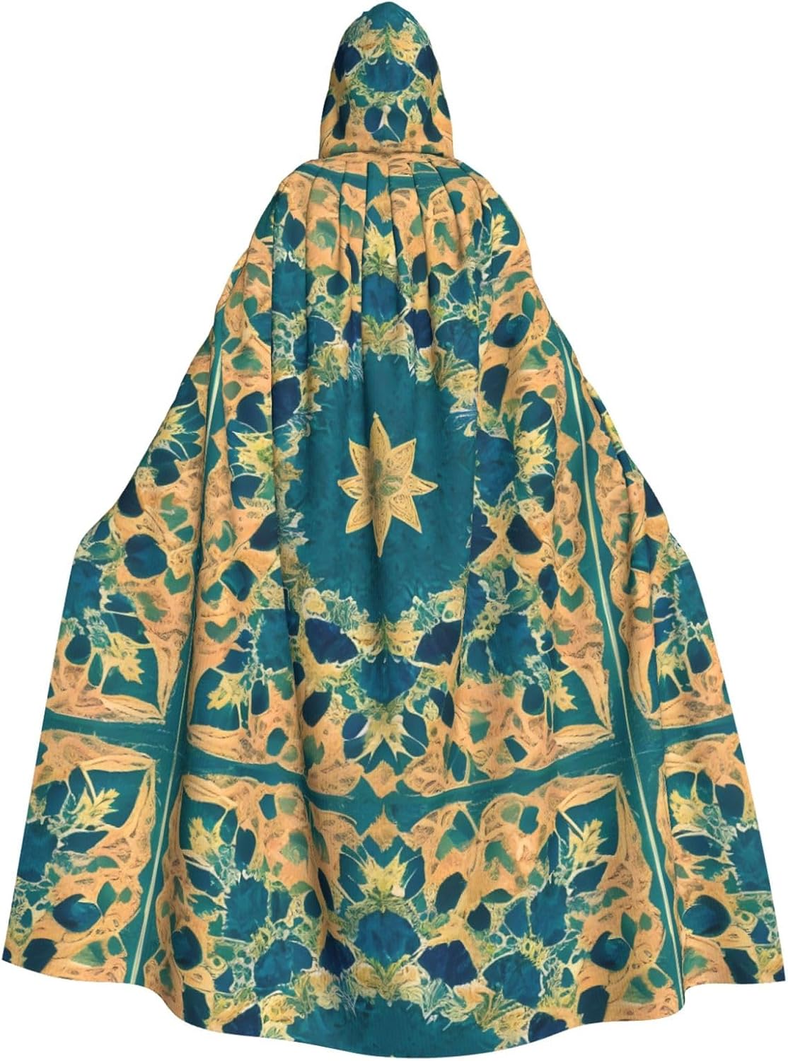 Quadrangle Pattern Men Women Halloween Role Play Party Decoration Hooded Poncho Black