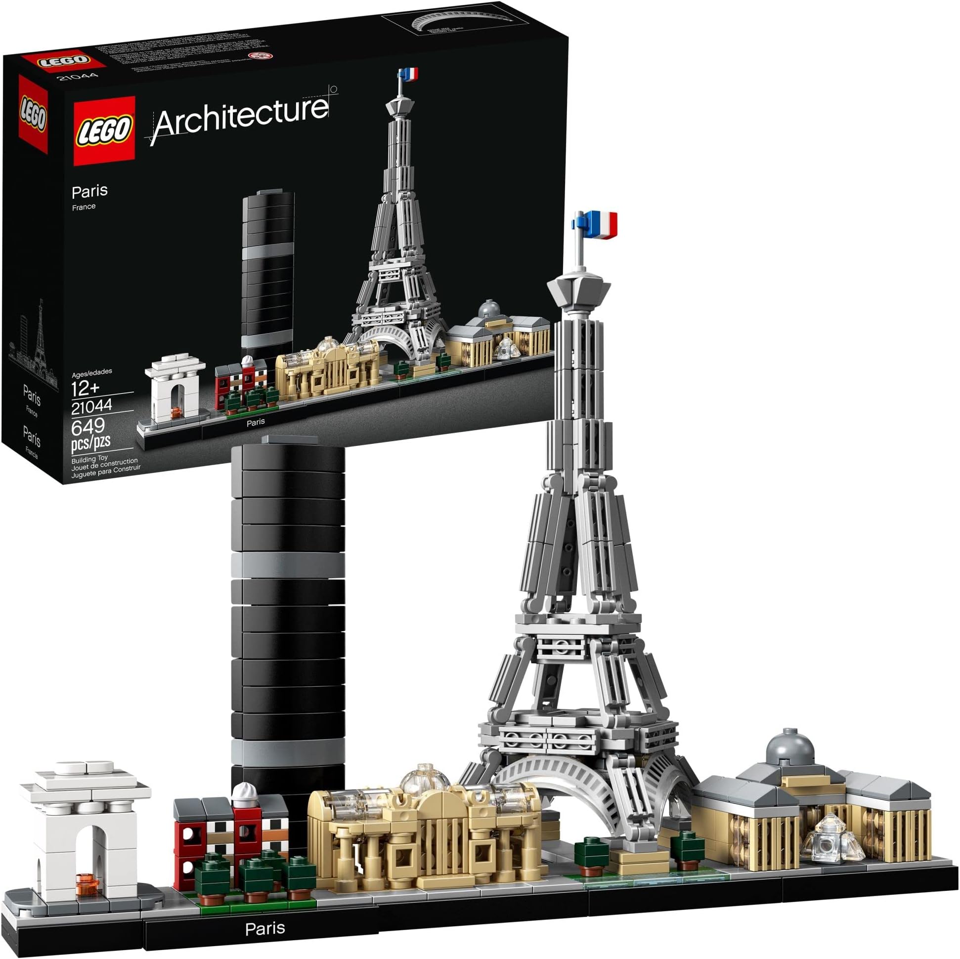 Architecture Paris Skyline, Collectible Model Building Kit with Eiffel Tower and The Louvre, Skyline Collection, Office Home Décor, Unique Gift to Unleash Any Adult's Creativity, 21044