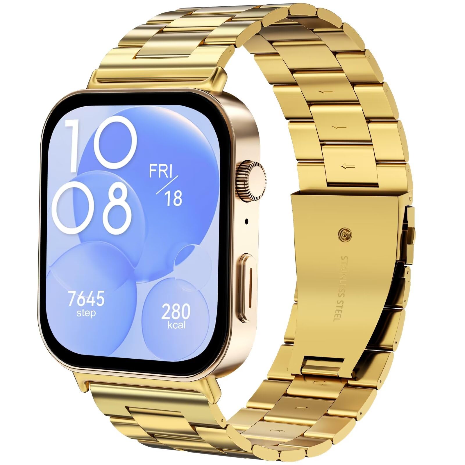 Metall Armbänder Kompatibel mit Huawei Watch Fit 4/4 Pro/Fit 3 Armband, Edelstahl Ersatzarmband für Huawei Fit 4/3 Uhrenarmband für Frauen Männer,Gold