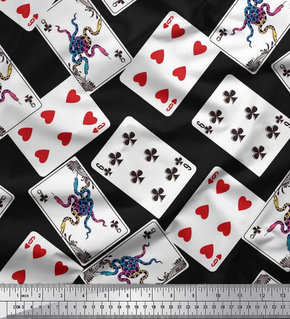 Soimoi Cotton Canvas Fabric Indoor Game Poker Card Sports Fabric Prints by Meter 56 Inch Wide