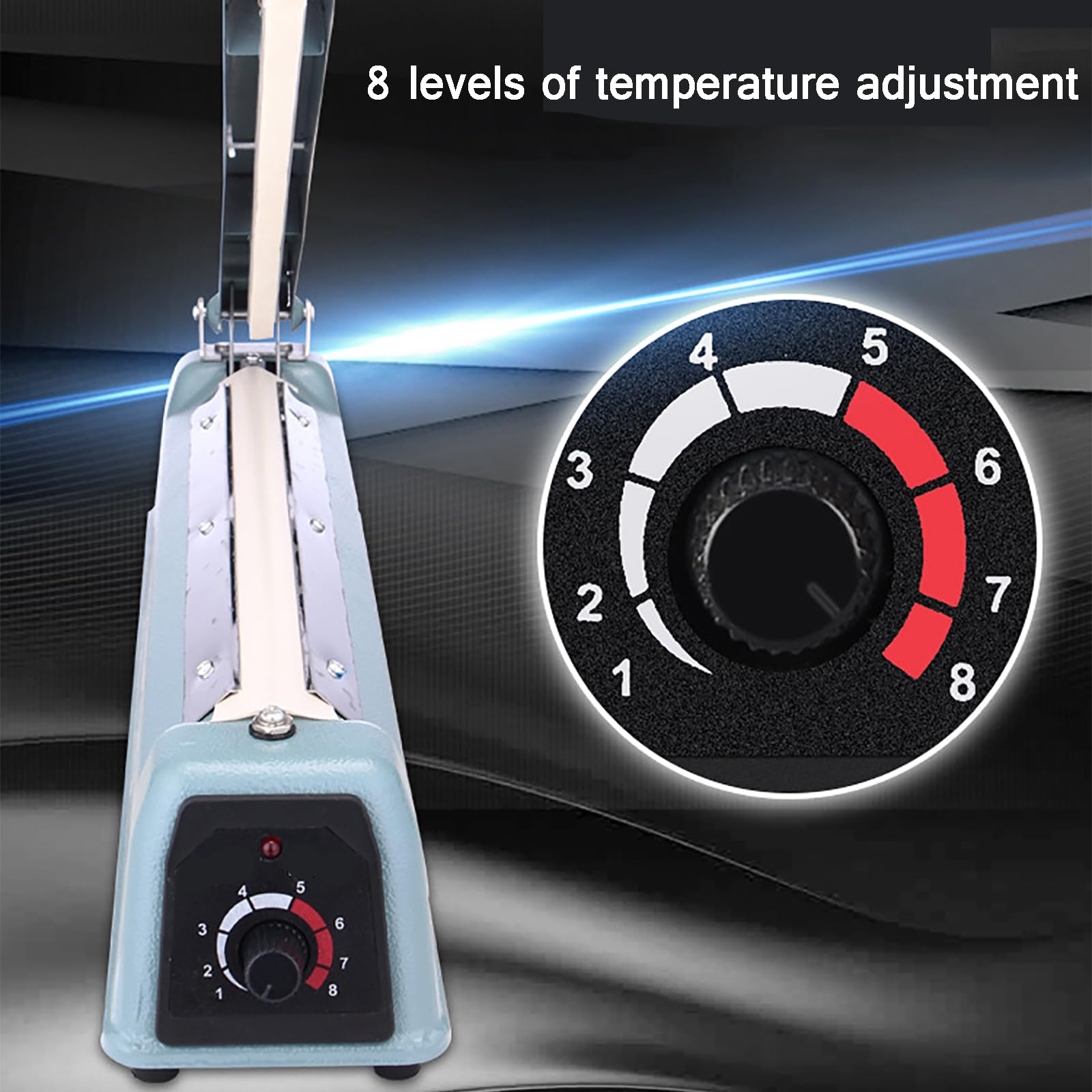 Termosigillatrice a Impulsi, Sigillatrice Portatile da 2/5/8 Mm, Lunghezza di Saldatura 30 Cm/intervallo di Controllo della Temperatura: 50-120 ℃, per Il Confezionamento di Alimenti