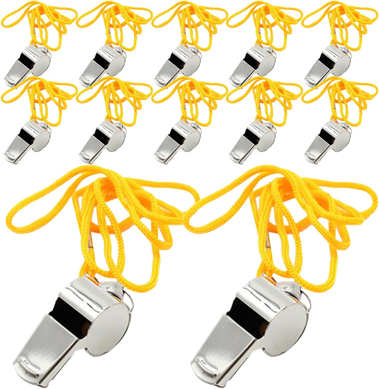 Kisangel 48pcs Football Referee Whistle with Lanyard: Emergency Sports Training Crisp Loud Sound Teachers Soccer Outdoor Whistle Coaches Gear