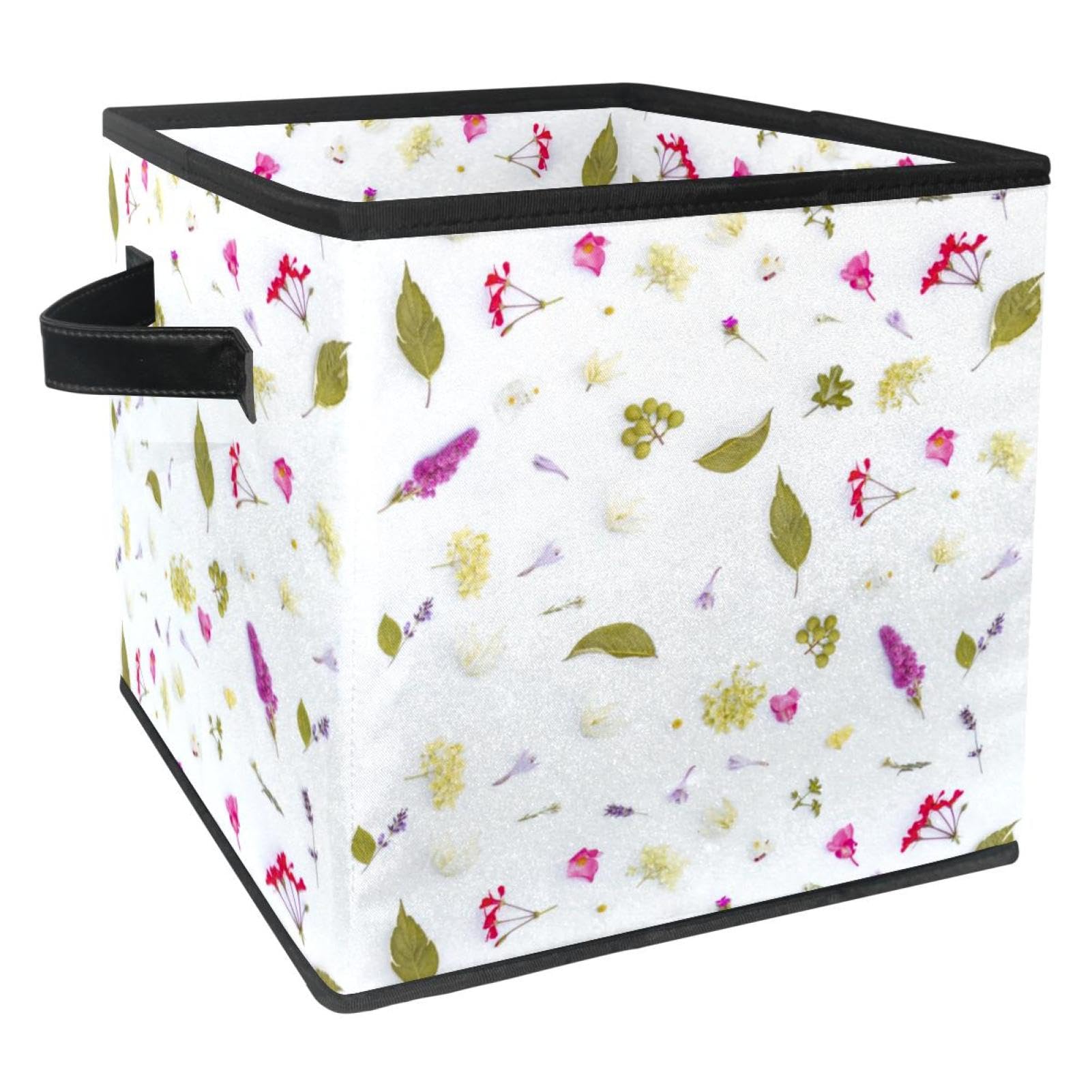 Panier de rangement en tissu pour placard et chambre à coucher motif feuilles naturelles