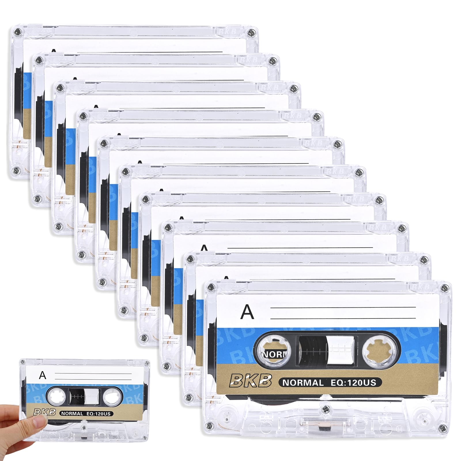 WIYETY 60 min Cassettes Audio Vides Lot de 10 Faible Bruit Étui Plastique Transparent