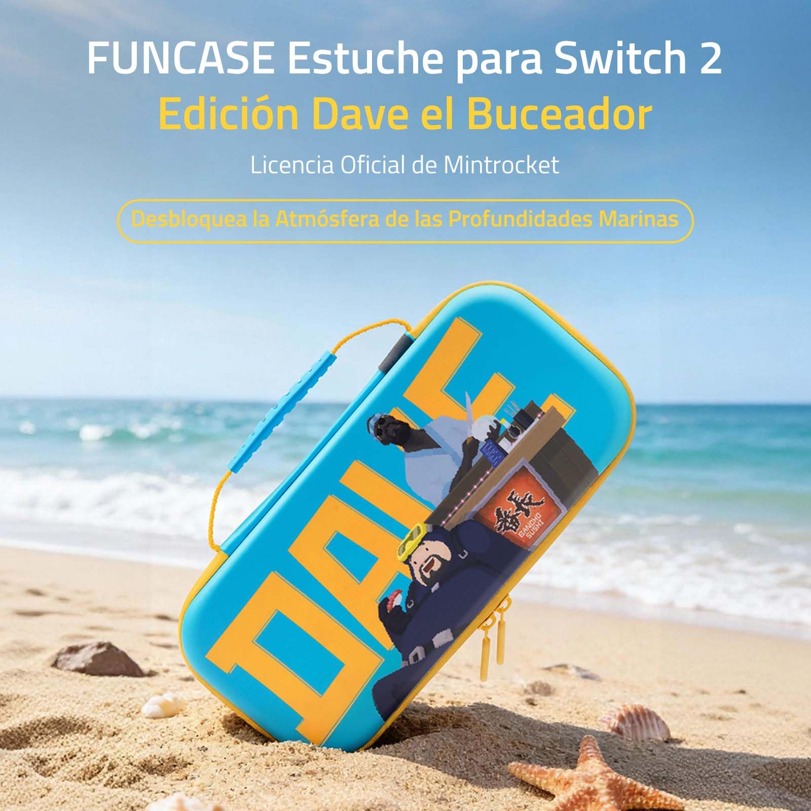 FUNLAB Funda de Transporte rígida para Nintendo Switch 2, Estuche Todo en uno con 10 Ranuras para Juegos, Almacenamiento Inteligente para Accesorios, Interior Suave Protector, edición Dave The Diver